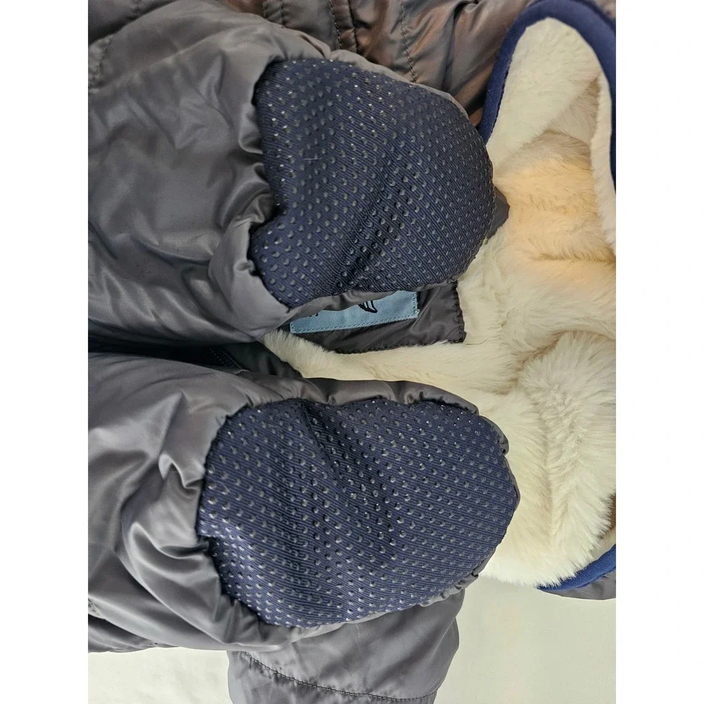 Winter Urban Republic Pram Suit Baby Boy 3M Gray Quilted Faux Fur Hooded Mittens